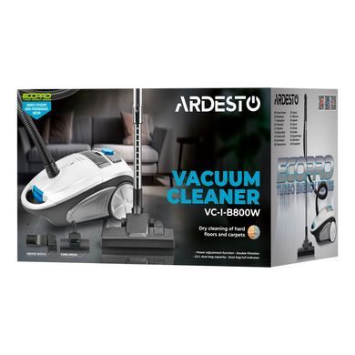 ARDESTO Пылесос мешковый, 800Вт, мешок-3.5л, HEPA, белый VC-I-B800W фото