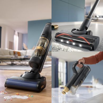 Philips Пилосос Philips безпровідний Series 7000 AquaTrio, вологе прибирання, конт пил -0.42л, автон. робота до 45хв, PowerCyclone Aqua, чорний XW7264/11 фото
