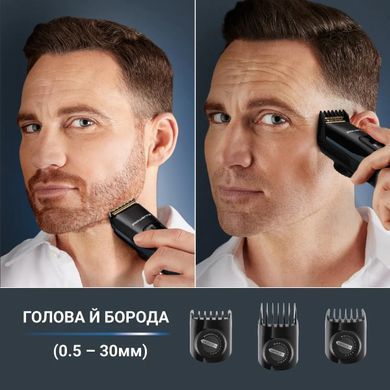 Rowenta Машинка для стрижки Advancer, сеть+акум., роторный мотор, насадок-3, кейс, титан.напыл., синий TN5244E0 фото
