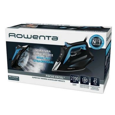 Rowenta Утюг Focus Excel, 2700Вт, 300мл, паровой удар -180гр, постоянный пар - 45гр, нерж. сталь подошва, черный DW5310D1 фото