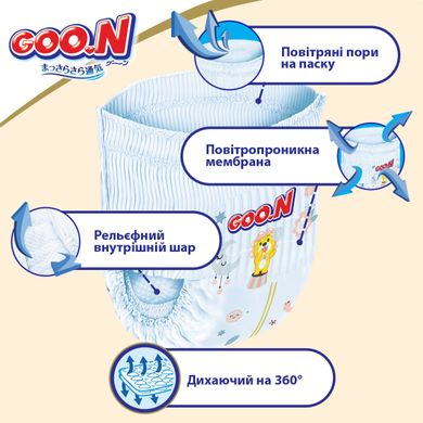 Трусики-подгузники GOO.N Premium Soft для детей 9-14 кг (размер 4(L), унисекс, 44 шт) 863228 фото