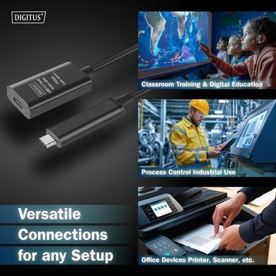 Digitus Удлинитель DIGITUS USB 3.2 Gen2 Active Cable 10G, C/M-C/F, 5м, черный DA-73112 фото