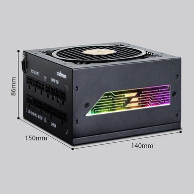 Zalman Блок питания Teramax 2 View (850W) 99%, 80+ Gold, 120мм, 1xMB 24pin(18+10), 2xCPU(4+4 pin), 3xMolex, 12xSATA, 4xPCIe 8pin(6+2), 1xPCIe GEN5 16pin, 1x +5V ARGB cable, Fully Modular ZM850-TMX2VIEW фото