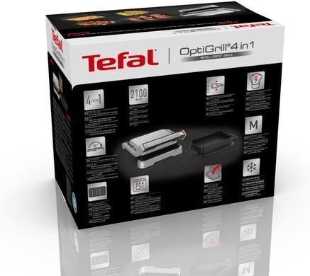 Tefal Гриль прижимной OptiGrill 4in1 Inox, 2100Вт, темп. режимов-4, съёмные пластины, металл GC774D30 фото