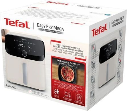 Tefal Мультипіч Easy Fry Mega, 1700Вт, чаша-7.5л, сенсорне керув., 8 програм, пластик, бежевий EY855AE0 фото