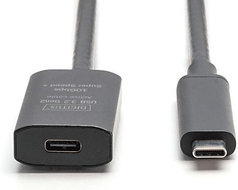 Digitus Удлинитель DIGITUS USB 3.2 Gen2 Active Cable 10G, C/M-C/F, 5м, черный DA-73112 фото