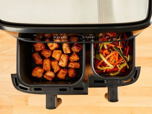 Tefal Мультипечь Dual EasyFry&Grill AirFryer, 2700Вт, чаша-5.2+3.1л, сенсорное управл., 2 чаши, гриль, пластик, черный EY905B10 фото