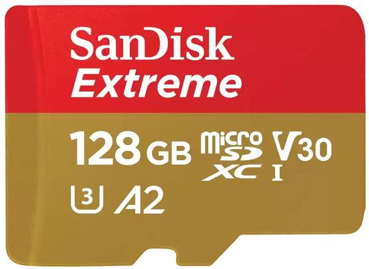 Карта пам'яті SanDisk microSD 128GB C10 UHS-I U3 R190/W90MB/s Extreme V30 SDSQXAA-128G-GN6MN фото