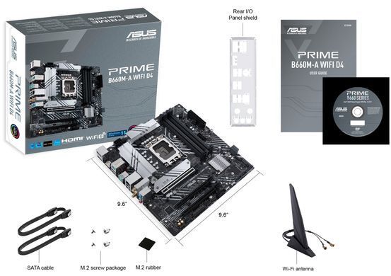 ASUS Материнcька плата PRIME B660M-A WIFI D4 s1700 B660 4xDDR4 M.2 HDMI DP Wi-Fi BT mATX 90MB1AE0-M1EAY0 фото