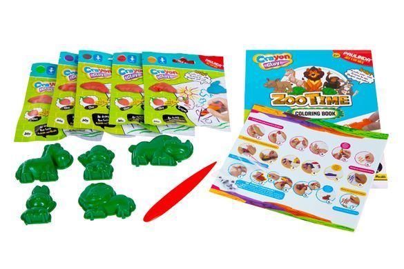 Набор для творчества Paulinda Crayon clay 2 в 1 (масса для лепки и карандаши) &laquo;Зоопарк&raquo; с раскраской PL-194002 фото