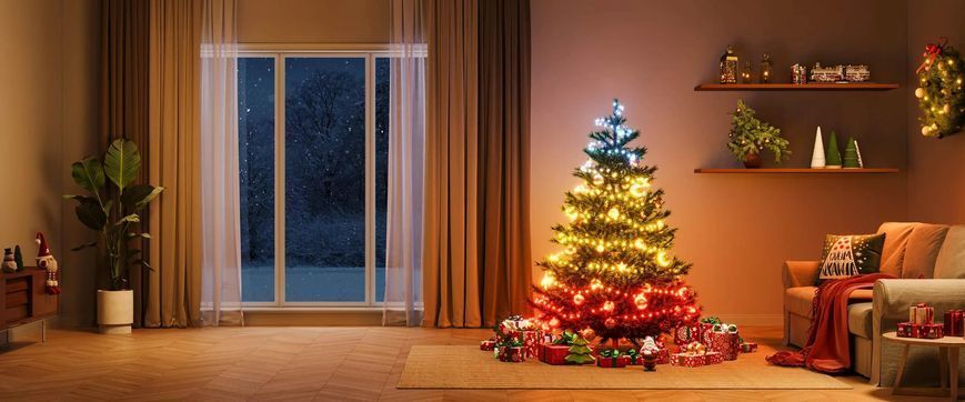Govee Гірлянда Smart LED H80C4 Christmas String Lights 2, RGBWIC, 20м, кабель прозорий H80C4C41 фото