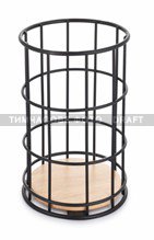 ARDESTO Підставка для столових приборів Midori 11х11х17см, метал, бамбук, чорна AR0905B фото