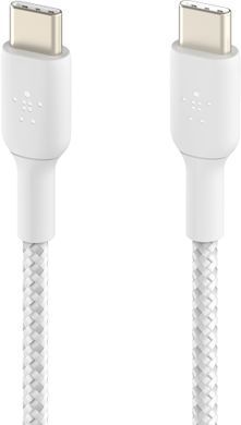 Belkin Кабель USB-C > USB-C заряджання/синхронізації 2м, 60Вт, Type-C, плетений, білий CAB004BT2MWH фото