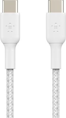 Belkin Кабель USB-C > USB-C заряджання/синхронізації 2м, 60Вт, Type-C, плетений, білий CAB004BT2MWH фото