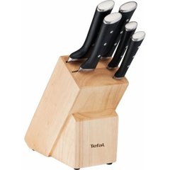Tefal Набір ножів Ice Force, 5 пр., з дерев'яною колодкою, нержавіюча сталь, плаcтик, чорний K232S574 фото