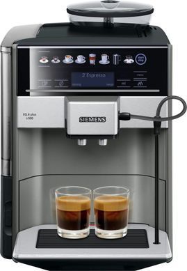 Siemens Siemens Coffee machine, 1.7L, auto capuchino maker, LED display, auto recipe-12, black-silver TE655203RW фото