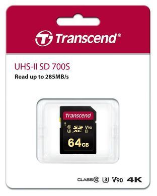 Transcend SDXC/SDHC 700S[Карта памяти SD 64GB C10 UHS-II U3 R285/W220MB/s 4K] TS64GSDC700S фото