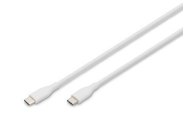 Digitus Кабель USB-C > USB-C заряджання/синхронізації, 1м, USB 2.0, 60W, силіконовий, білий AK-300341-010-W фото