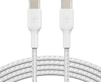 Belkin Кабель USB-C > USB-C заряджання/синхронізації 2м, 60Вт, Type-C, плетений, білий CAB004BT2MWH фото