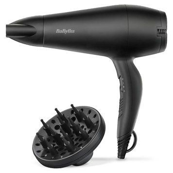 BaByliss Фен, 2000Вт, 2 режими, іонізація, хол. обдув, 2 насадки, чорний D215DE фото