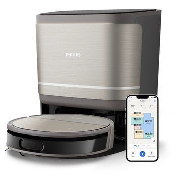 Philips Робот-пилосос Philips Series 9000, h=9.8см, вологе прибирання, конт пил -0.21л, вода -0.22л, автон. робота до 280хв, EPA 11, чорний-металік XU9100/10 фото