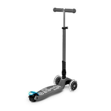 Самокат MICRO серии "Maxi Deluxe LED" &ndash; ВУЛКАНИЧЕСКИЙ СЕРЫЙ (складной, до 50 kg, 3-х колесный, свет) MMD094 фото