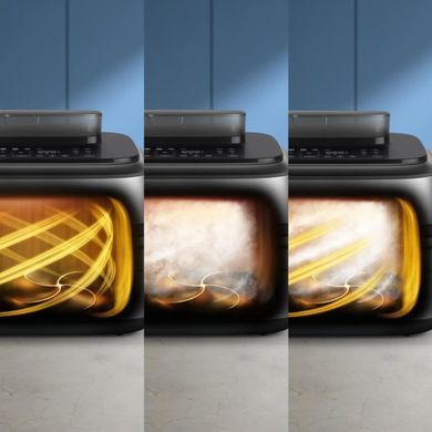 Philips Мультипіч Philips Ovi Dual SteamFry 2750Вт, чаша-3+6л, сенсорне управл., 8 авто. програм, пластик/метал, сірий NA565/02 фото