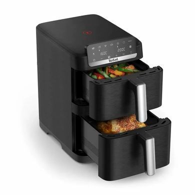 Tefal Tefal air fryer dual Easy Fry Crispy Stack, 2700W, bowl-6+4l, sensore control, plastic, black EY7528E0 фото