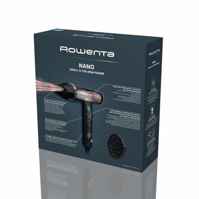 Rowenta Фен T-Shape Maestria Nano, 1700Вт, 3 режими, дифузор, іоніз-я, хол. обдув, чорний HY8310F0 фото
