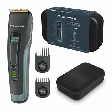 Rowenta Машинка для стрижки Advancer, для бороди, вусів, голови, мережа+акум., роторний мотор, насадок-2, кейс, титан.напил., темно-зелений TN5224E0 фото