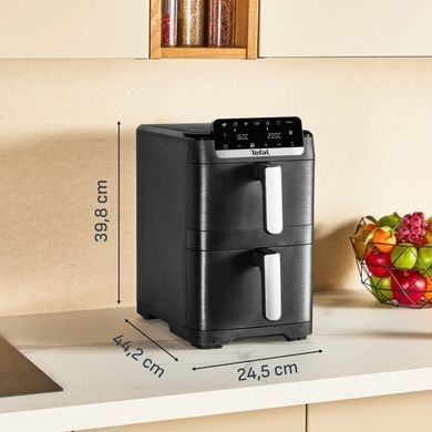 Tefal Tefal air fryer dual Easy Fry Crispy Stack, 2700W, bowl-6+4l, sensore control, plastic, black EY7528E0 фото