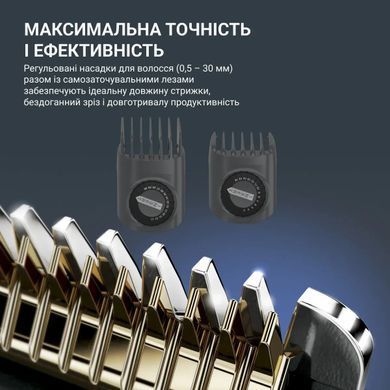 Rowenta Машинка для стрижки Advancer, для бороди, вусів, голови, мережа+акум., роторний мотор, насадок-2, кейс, титан.напил., темно-зелений TN5224E0 фото