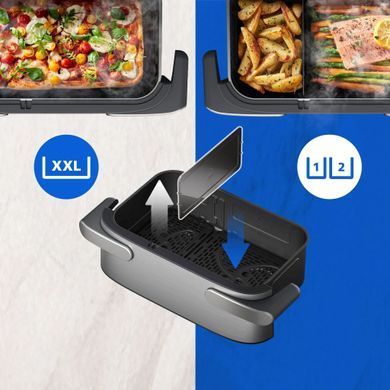 Philips Мультипіч Philips Ovi Dual SteamFry 2750Вт, чаша-3+6л, сенсорне управл., 8 авто. програм, пластик/метал, сірий NA565/02 фото