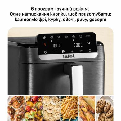 Tefal Tefal air fryer dual Easy Fry Crispy Stack, 2700W, bowl-6+4l, sensore control, plastic, black EY7528E0 фото