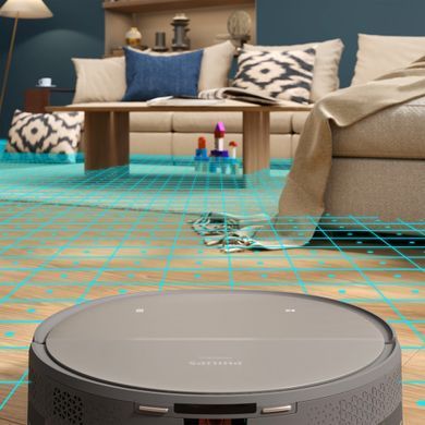 Philips Робот-пилосос Philips Series 9000, h=9.8см, вологе прибирання, конт пил -0.21л, вода -0.22л, автон. робота до 280хв, EPA 11, чорний-металік XU9100/10 фото