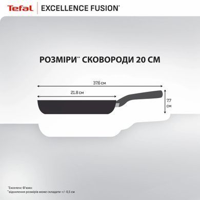 Tefal Сковорода Tefal Excellence Fusion, 20см, алюміній, бакеліт, чорний G3380202 фото