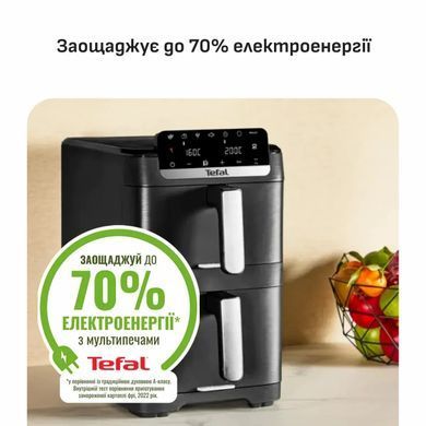 Tefal Tefal air fryer dual Easy Fry Crispy Stack, 2700W, bowl-6+4l, sensore control, plastic, black EY7528E0 фото