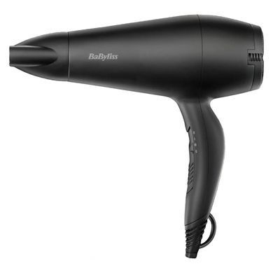 BaByliss Фен, 2000Вт, 2 режими, іонізація, хол. обдув, 2 насадки, чорний D215DE фото