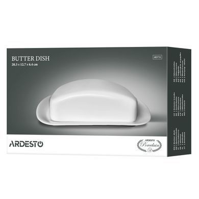 ARDESTO Масленка, 20.3х12.7х6.4см, фарфор, белый AR3751 фото