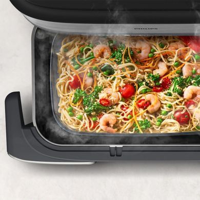 Philips Мультипіч Philips Ovi Dual SteamFry 2750Вт, чаша-3+6л, сенсорне управл., 8 авто. програм, пластик/метал, сірий NA565/02 фото