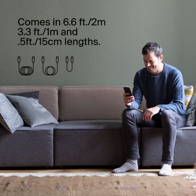Belkin Кабель USB-C > USB-C заряджання/синхронізації 2м, 60Вт, Type-C, плетений, білий CAB004BT2MWH фото
