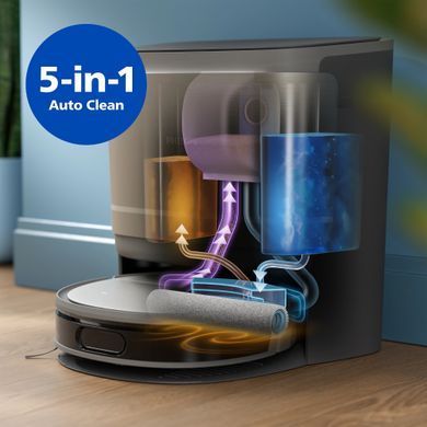 Philips Робот-пилосос Philips Series 9000, h=9.8см, вологе прибирання, конт пил -0.21л, вода -0.22л, автон. робота до 280хв, EPA 11, чорний-металік XU9100/10 фото