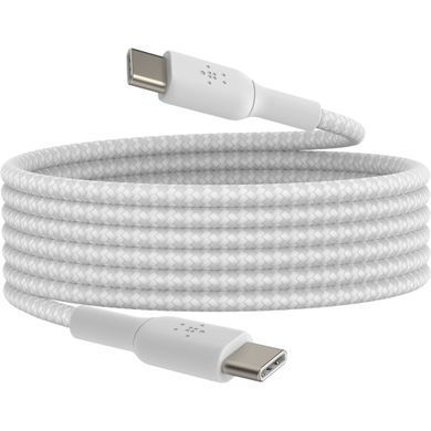 Belkin Кабель USB-C > USB-C заряджання/синхронізації 2м, 60Вт, Type-C, плетений, білий CAB004BT2MWH фото