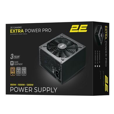 2E Gaming Блок живлення 2E GAMING Extra Power Pro ATX3.1 GEN5.0 (1000W), >90%, 80+ Gold, 140мм, 1xMB 24pin(20+4), 2xCPU 8pin(4+4), 3xMolex, 6xSATA, 4xPCIe 8pin(6+2), 1xPCIe GEN5 16pin, Full Modular 2E-EP1000GMII-140 фото