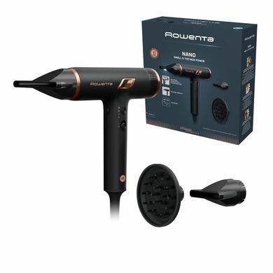 Rowenta Фен T-Shape Maestria Nano, 1700Вт, 3 режими, дифузор, іоніз-я, хол. обдув, чорний HY8310F0 фото