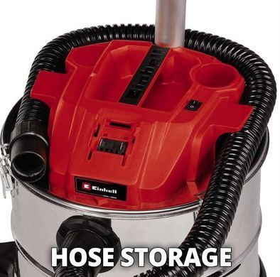 Einhell Пилосос професійний акумуляторний для золи TE-AV 18/15 Li C - Solo, PXC 18В, 100мБар, контейнер 15л, 3.1кг, без АКБ та ЗП 2351700 фото