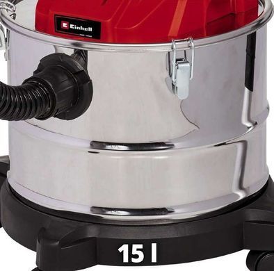 Einhell Пилосос професійний акумуляторний для золи TE-AV 18/15 Li C - Solo, PXC 18В, 100мБар, контейнер 15л, 3.1кг, без АКБ та ЗП 2351700 фото
