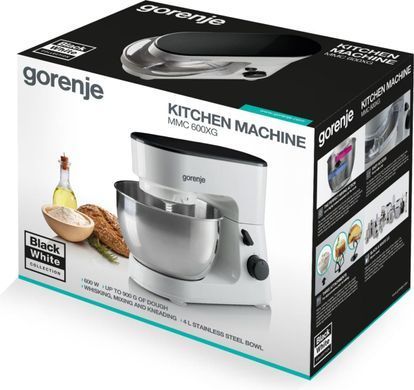 Gorenje Кухонна машина 600Вт, чаша-метал, корпус-пластик, насадок-3, білий MMC600XG фото