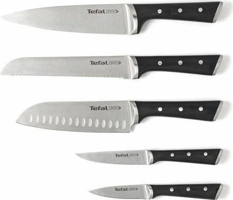 Tefal Набір ножів Ice Force, 5 пр., з дерев'яною колодкою, нержавіюча сталь, плаcтик, чорний K232S574 фото