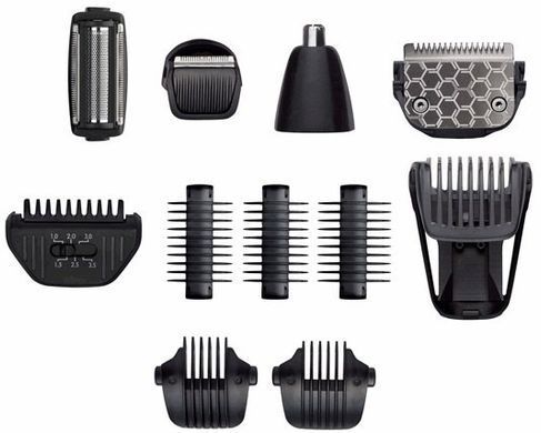 BaByliss Набір для стрижки, для бороди, вусів, голови, носа і тіла, акум., вібраційний мотор, насадок-10, сталь, чорний MT860E фото